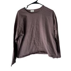 Pacific Cotton Shirt Large Purple Long Sleeve Crewneck Made USA Sustainable